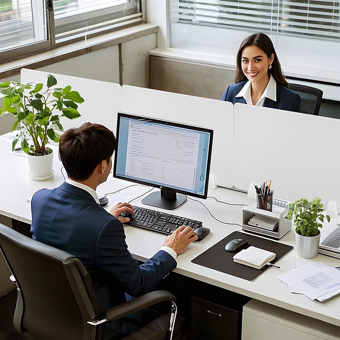 4PCS Desk Divider Office Partitions 23.6''x15.8'' Freestanding Desk Privacy Panel Protective Acrylic Partitions with Clips for Office School Call Center-Noise and Visual Guard-DeskLoop Office