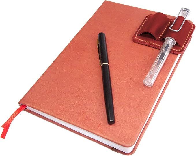 Handmade Leather Pen Holder Clip Notebook Pen Loop Stylish, notebook pen pencil - Image 4