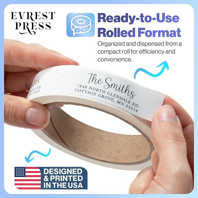 100 Personalized Address Labels - Glossy White Return Address Label 2.5" x 0.75'', Stylish Fonts for Envelopes & Packages, Customizable Labels for Home or Office Use-DeskLoop Office