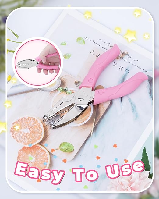 UCEC Star Shape Single Paper Hole Punch, Star-Shape Handheld Hole Paper Puncher, 1 Pack 1/4" Metal Single Mini Hole Papers Punch with Soft-Handled for DIY Craft Tags Clothing Ticket-DeskLoop Office
