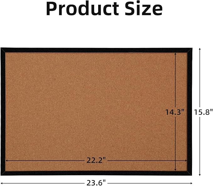 16” x 24” Cork Boards for Walls with Black Wooden Frame 1pack, Double Sided Office Board for Wall Organizer, Bulletins Board Decorative Hanging Pin Board for School, Home & Office, Notice Board-DeskLoop Office