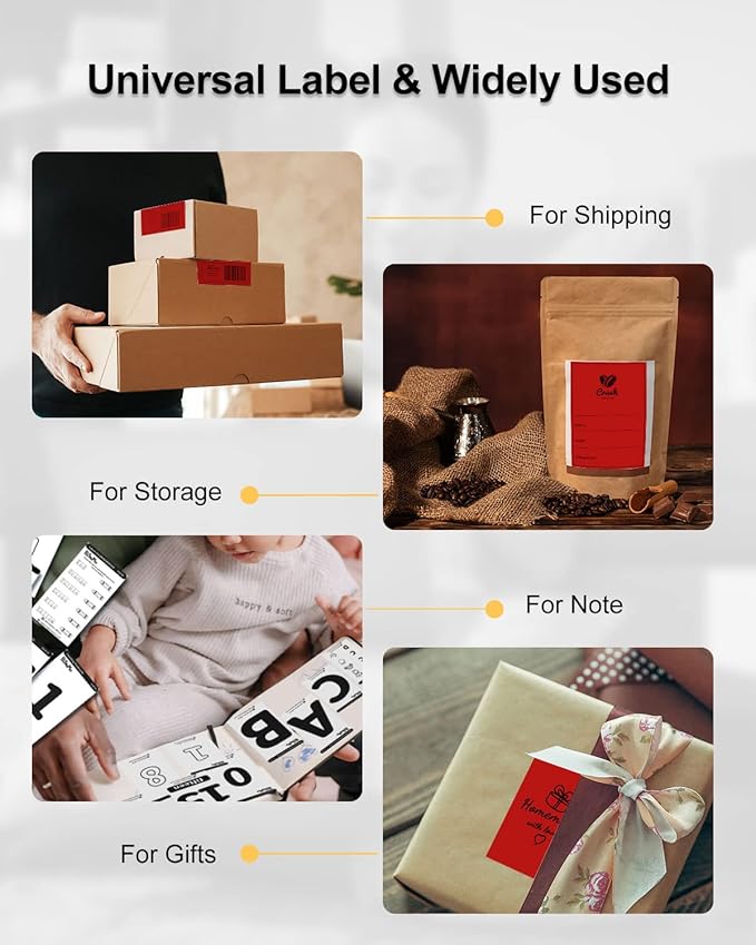 Phomemo 4x6 Thermal Label Printer Paper - 500 PCS Red 4"x6" Fan-Fold Shipping Supplies Labels - Water/Oilproof Label Stickers - Permanent Adhesive 4x6 Mailing Labels Paper for Thermal Printer-DeskLoop Office