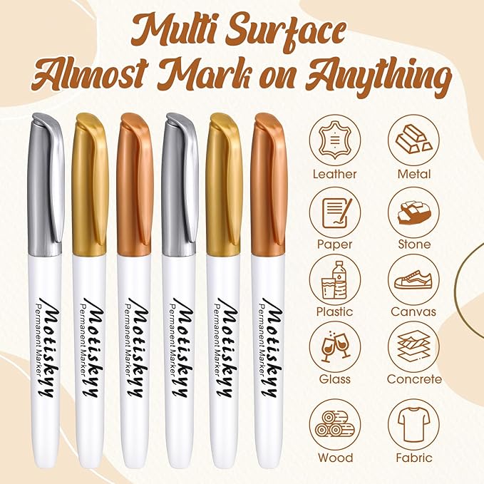 48 Pcs Metallic Permanent Markers Bulk Metallic Marker Pens Medium Tip Quick Dry Paint Pen for Classroom DIY Crafts Artist Illustration Gift Card Making (Gold and Silver)-DeskLoop Office