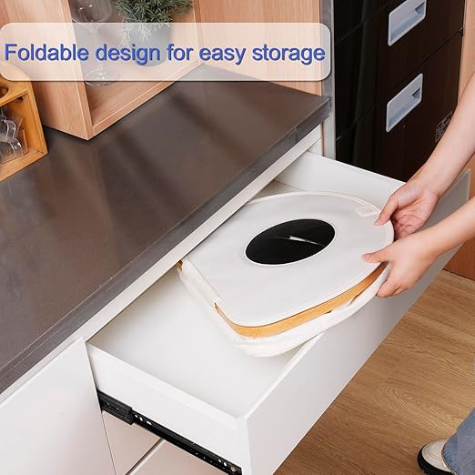 Efluky Recycling Bin 100L, 26 Gallon, Beige, D-Shaped, Oxford Fabric, 17.32"L x 12.9"W x 11.46"H, 2 Removable Inner Bags, Lightweight, Open-Top, Cycling, Kitchen-DeskLoop Office