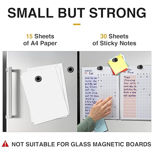 MIKEDE Whiteboard Magnets, 60Pcs Fridge Magnets Small Magnetic Push Pins Strong Magnets for Whiteboard, Black Neodymium Refrigerator Magnets Perfect for School, Classroom,Kitchen and Map Magnets-DeskLoop Office