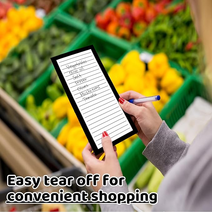 4 Pack Magnetic Note Pad for Fridge with Pen Holder, Totally 200 Sheets Magnetic To Do List, Shopping List, Grocery List, Memo Pads for Refrigerator(Black Border)-DeskLoop Office