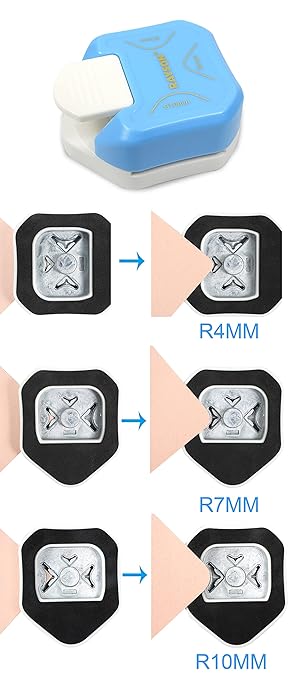 RAYSON CR05BL 3 in 1 Corner Cutter, 4mm 7mm 10mm 3 Way Corner Rounder Paper Punches for Paper Craft, DIY Projects, Blue-DeskLoop Office