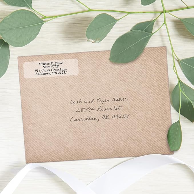Clear Personalized Return Address Labels Without Dispenser - Roll of 500 Custom See Through Transparent Stickers