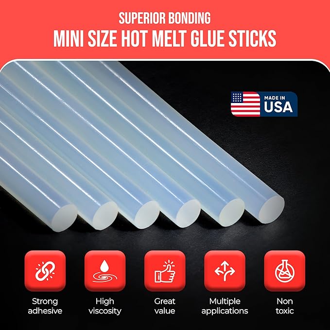 GlueSticksDirect Mini Size Hot Melt Glue Sticks for Glue Gun - Bulk 4in Army Green Glue Sticks - Great for Art Craft Repairs & Compatible w/Most Glue Guns - 5/16" X 4" (24 Sticks) - Made in USA-DeskLoop Office