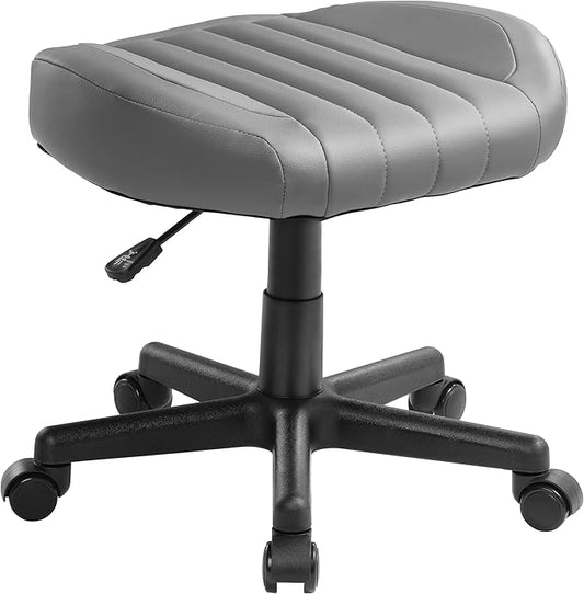 EUREKA ERGONOMIC Height Adjustable Foot Stool,19x18'' Large Seat Under Desk Footrest,Swivel Rolling Chair W Sturdy Wheels,Ottoman Stool Simple Meeting Chair for Home Office,Grey-DeskLoop Office