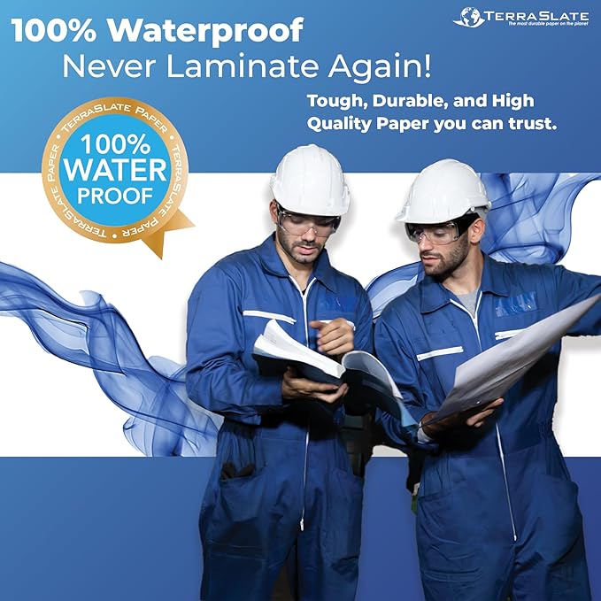 TerraSlate Copy Paper Waterproof Laser Printer, Rain Weatherproof, 5 Mil, 8.5x11-inch, 500 Sheets-DeskLoop Office