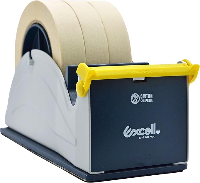 WOD TTD3SD Tabletop Multi-Roll Steel Desktop Tape Dispenser, Blue & Gray - Fits Tape up to 3 inch Wide, Holds 3 inch core, Weighted Rubber Base for Stability-DeskLoop Office