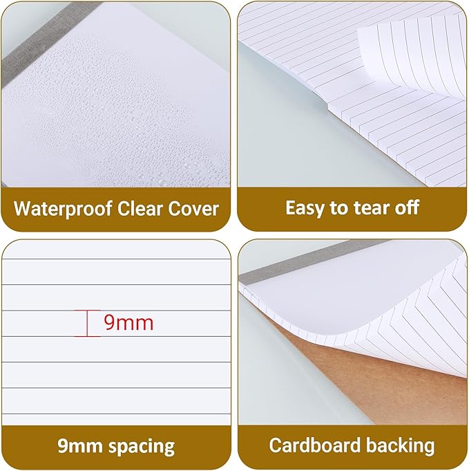 12 Pack Waterproof Cover Memo Pads 5.5" x 8.5" Lined Note Pads Writing Pads (51 Sheets Each Pad, Double Side Printed)-DeskLoop Office