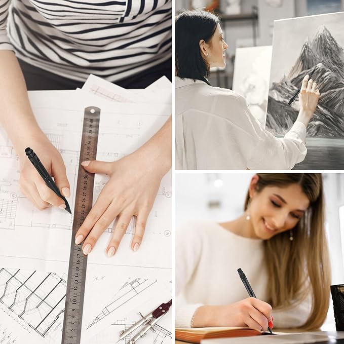 ASINNO 1.3 MM Mechanical Pencil, Weatherproof 2B Dark Lead, Heavy Duty Mechanical Pencil Woodworking Pencils with 20 Lead Refills and 4 Erasers, for Outdoor Marking Drafting Drawing Sketching-DeskLoop Office