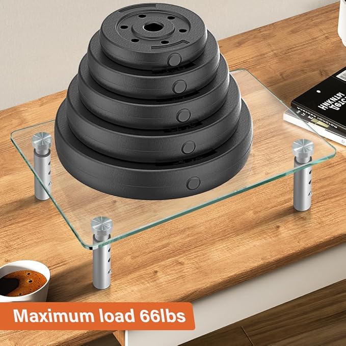 KKTONER GLASS Monitor Stand with Height Adjustable for Home Office 2 Pack Computer Monitor Riser PC Screen Riser for Desk Organzier Laptop-DeskLoop Office