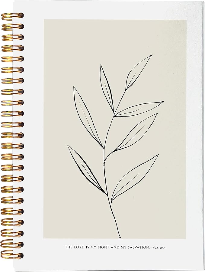 VNWEK Bible Scripture PSALM 27:1 the Lord Is My Light and My Salvation Boho Botanical Leaf Spiral Notebook Journal 5.5 x 8.3 inches,Christian Lined Hardcover Spiral Notebook,Christian Gifts-DeskLoop Office