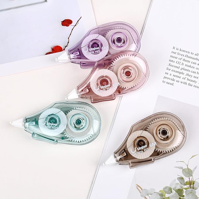 White Correction Tape Dispenser, 12-Count Pack, Easy To Use Applicator, Fast, Clean Tear-Resistant Tape For school Supplies, Office (6M/256, 4 colors, Tape Width 0.2in)-DeskLoop Office