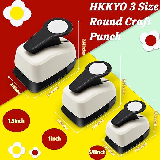 Circle Hole Punch, Circle Punches for Paper Crafts, Circles Puncher, Circles Hole Puncher Set, 5/8 CirclePunch, 1 Inch Craft Punches, 1.5 Inch Large CircleHole Punch, CirclePaper Punch Set
