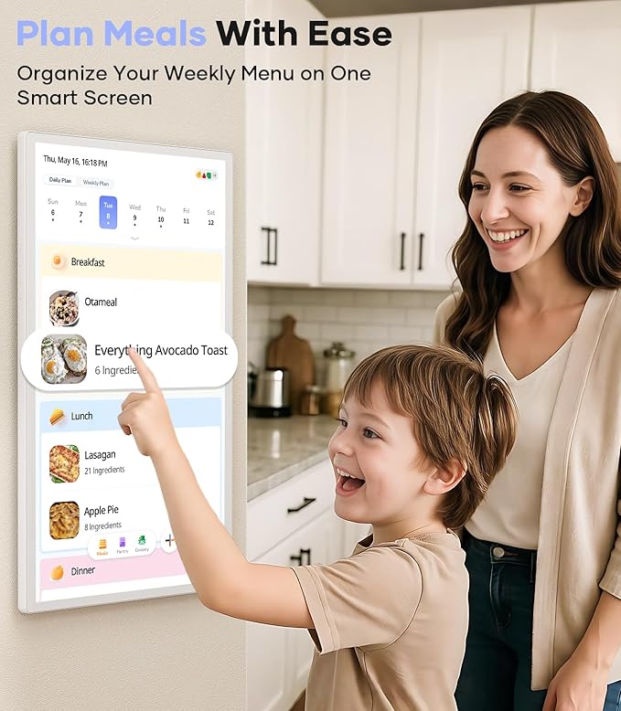 Cozyla Digital Calendar+ 2: 24 inch Wall Planner Touch Screen Chore Chart Customize Dashboard Smart Electronic Calendar for Family Schedules Meal Planner Support Any Google Play App Wall Mount White-DeskLoop Office