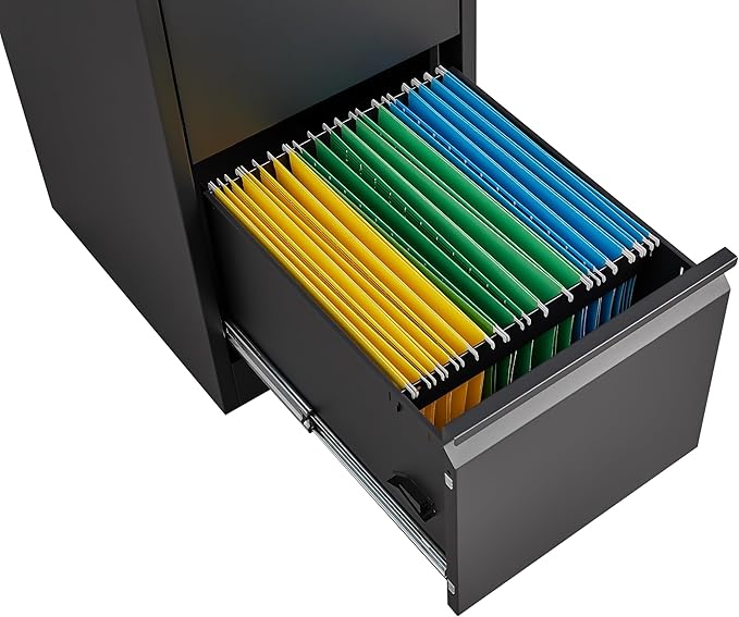 3 Drawer File Cabinet with Lock, Vertical File Cabinets for Home Office, Metal Filing Cabinets, Heavy Duty Steel Lockable Filing Storage Cabinet for Letter/Legal/A4/F4 Size Files, Black-DeskLoop Office