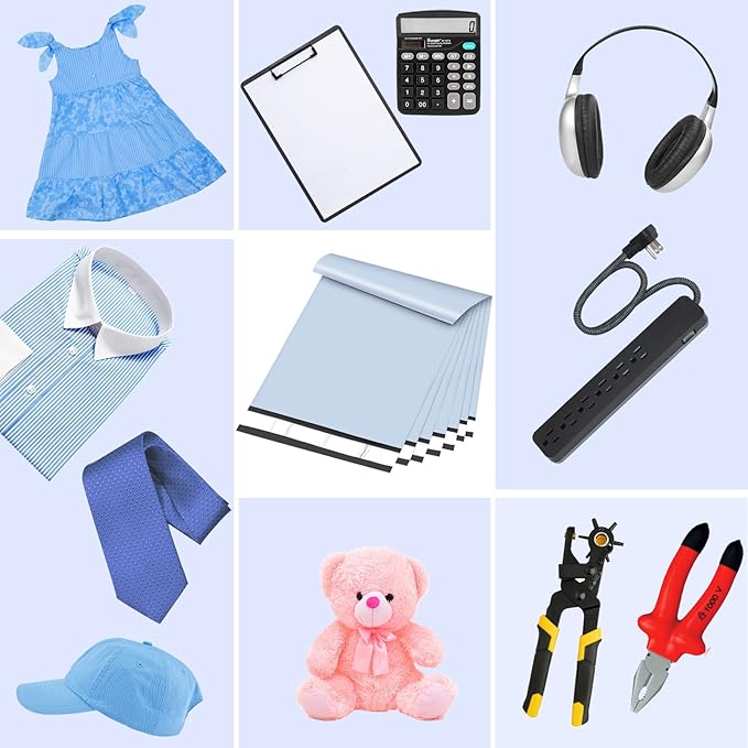 Poly Mailers 10x13 Inch 200 Pcs, Light Blue Shipping Bags, Mailing Envelopes with Self Seal Adhesive Strip, Waterproof and Tear-Proof Poly Bags for Non-Fragile Items-DeskLoop Office
