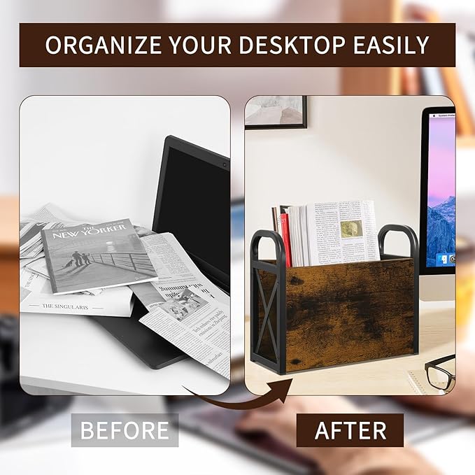 YINMIT Magazine Holder, Magazine Rack Floor, Magazine Storage Basket, Folder Organizer Bin for Books, Newspapers, Tablets-DeskLoop Office