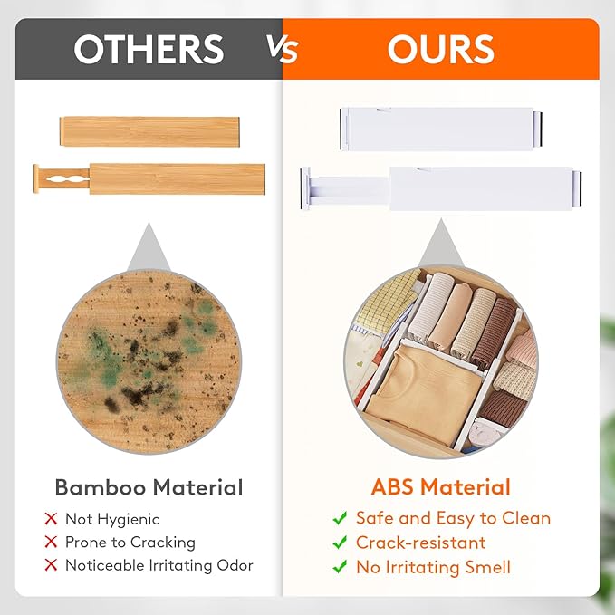 Lifewit 8 Pack Kitchen Drawer Dividers 2.36" High, 11"-17" Adjustable Drawer Organizer for Utensils/Clothes/Makeup, Plastic Expandable Separators in Dresser/Bedroom/Bathroom/Office Storage-DeskLoop Office