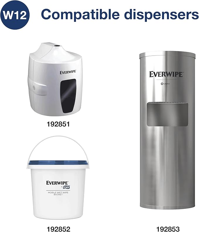 Everwipe by Tork Light-Duty Surface Cleaning Wet Wipe Jumbo Rolls White W12, Cleans and Deodorizes, 2 x 2500 wipes, 192816-DeskLoop Office