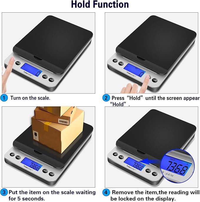 THINKSCALE Shipping Scale, 86lb Postal Scale with Hold and Tear Function, 5 Units, Auto-Off, Postage Scale for Packages Mailing Small Business, AC Adapter & Battery Included-DeskLoop Office