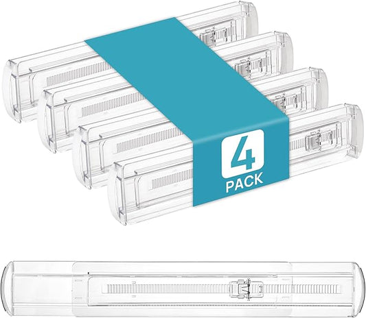 Vtopmart 4 Pack Shallow Drawer Dividers, 2.36" High 12.67"-21.14" Adjustable Expandable Kitchen Drawer Organizer, Clear Plastic Organizer Separators for Flatware, Utensil, Cutlery, Underwear, Clothes-DeskLoop Office