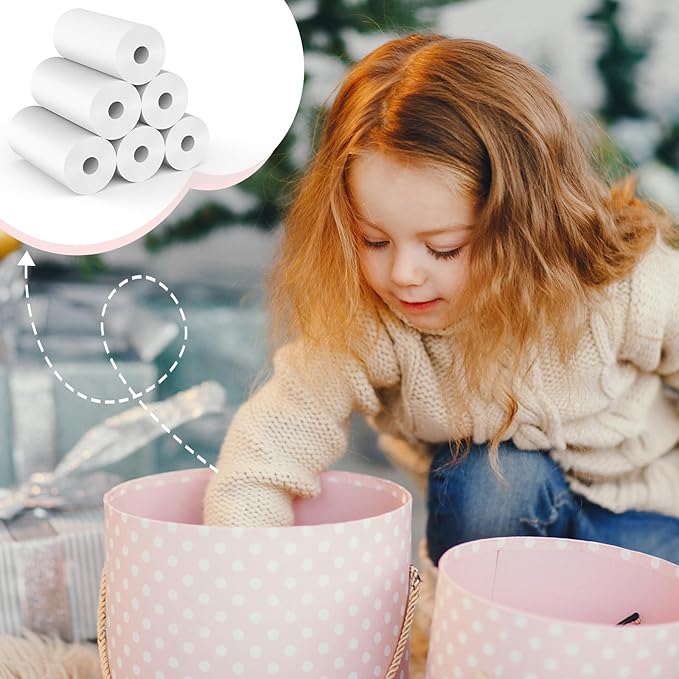 12 Rolls Kids Camera Instant Print Refill Paper Set, Phetium HD Printing Thermal Paper for Most Kids Instant Camera Photo Print (White-12 Rolls)