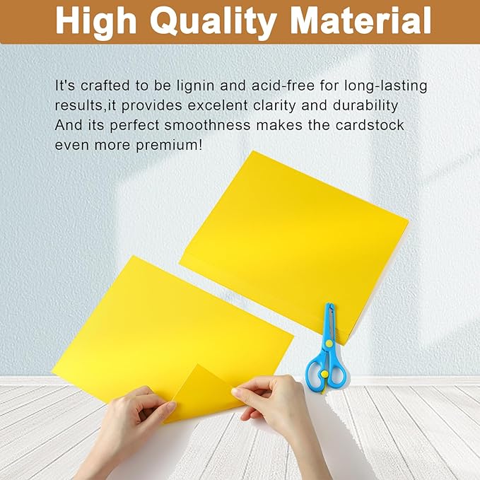 120 Sheets Solar Yellow Shimmer Cardstock 8.5 x 11 Crafts Paper, 250gsm/92lb Premium Glossy Paper Card Stock for Cards Making, Greeting Cards, Wedding Invitations, Menus-DeskLoop Office