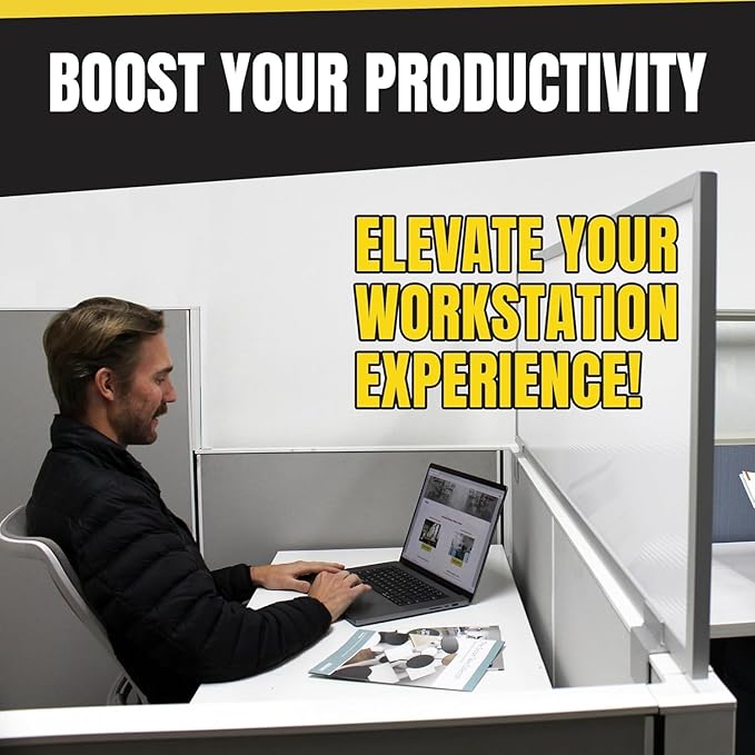 OBEX Privacy Screen & Office Panel Extender for Office Cubicles, Polycarbonate Desk Privacy Panel & Divider for Office Cubicle, 18" x 48", White-DeskLoop Office