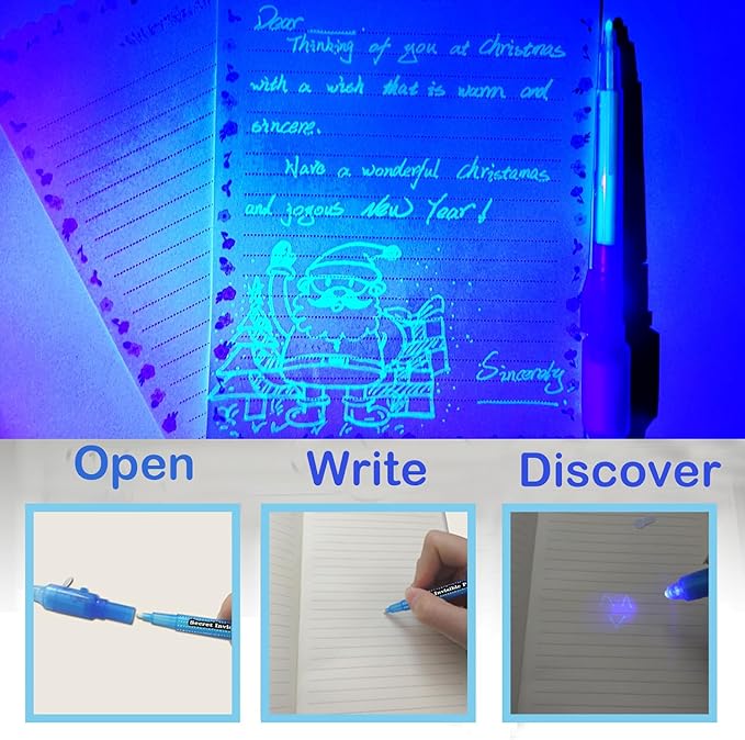 SCStyle Invisible Ink Pen 21Pcs with UV Light Magic Marker for Secret Messages, Writing Information for Birthdays, Easter, Halloween, Christmas Gifts for Students-DeskLoop Office