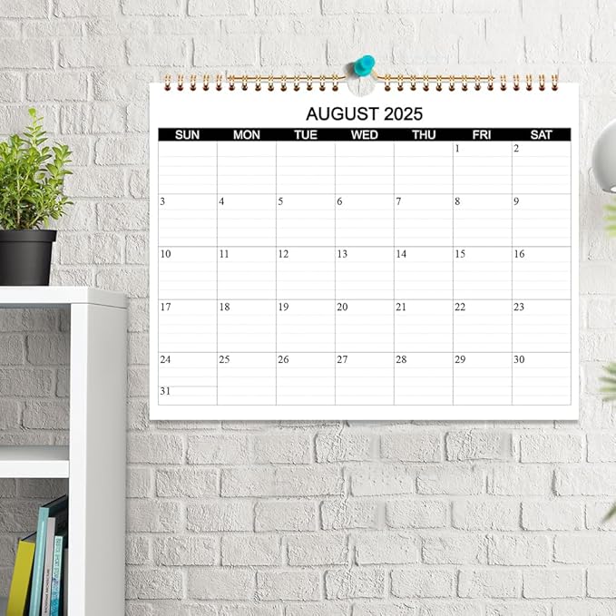 Calendar 2025-2026 - Wall Calendar 2025-26 Runs from August 2025 to December 2026, 17 Months Calendar with Thick Paper for Planning at Home or Office, 8.5 x 11 Inch, Black-DeskLoop Office