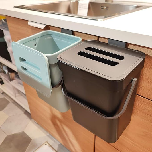 stonespace Kitchen Compost Bin for Countertop, Hanging Small Trash Can with Lid Under Sink for Kitchen Bathroom, Mountable Compost Bucket, Black-DeskLoop Office