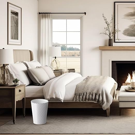 Bathroom Trash Can, 3 Pack 1.8 Gallons Small Trash Can with Trash Bags, Bathroom Garbage Can, Plastic Trash Bin, Round Waste Basket for Living Room, Bedroom, Office, Kitchen, Compact Space (White)-DeskLoop Office