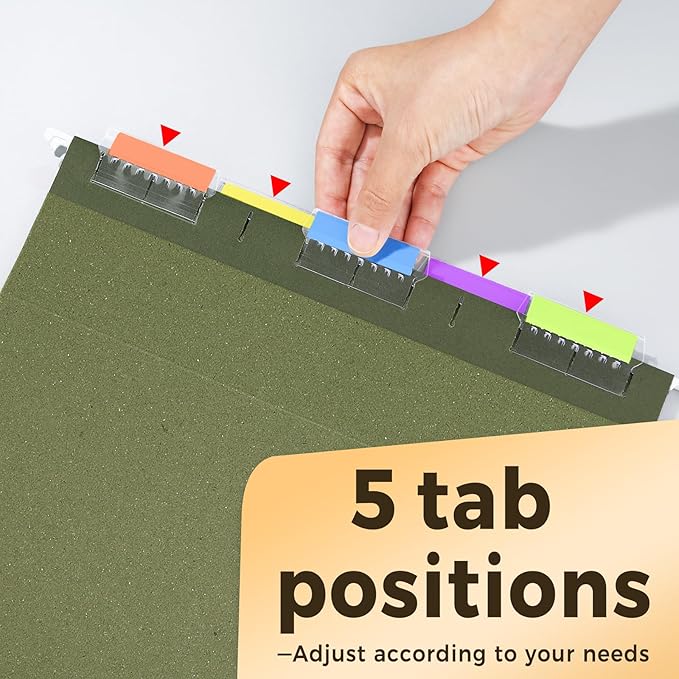 SUNEE Hanging File Folders, 25 Pack Reinforced Hang Folders Letter Size, Adjustable 1/5-Cut Tabs, Designed for Bulky Files, Filing Cabinet, Standard Green-DeskLoop Office