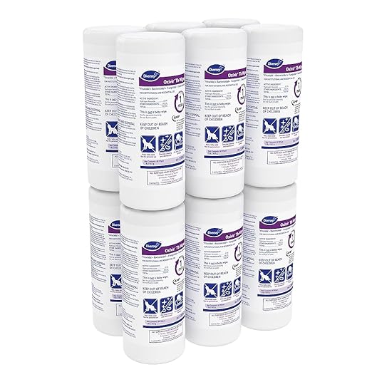 Oxivir Diversey Tb 5388471 Ready-to-Use Disinfectant Cleaning Wipes, Accelerated Hydrogen Peroxide, Large 7x8-Inch Sheets, 60-Wipes, 1-Slim Canister (Pack of 12)-DeskLoop Office