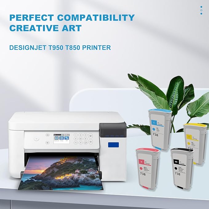 High Capacity 738 738XL Ink Cartridges 498N4A 498N6A 498N5A 498N7A Compatible with T950 T850 Printer Ink(4-Pack)-DeskLoop Office