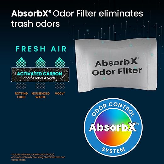 iTouchless Official Trash Can Deodorizer AbsorbX 3-Pack All Natural Activated Charcoal Odor Absorber Stops Garbage Smells, Compost Bin Filter Air Freshener for 8 Gal & Larger Trashcan with Compartment-DeskLoop Office