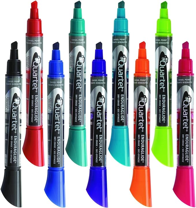 Quartet Dry Erase Markers, Whiteboard Markers, Chisel Tip, Bold Color, EnduraGlide, White Board Dry Erase Pens, Assorted Colors, 12 Pack (5001-20MA)-DeskLoop Office