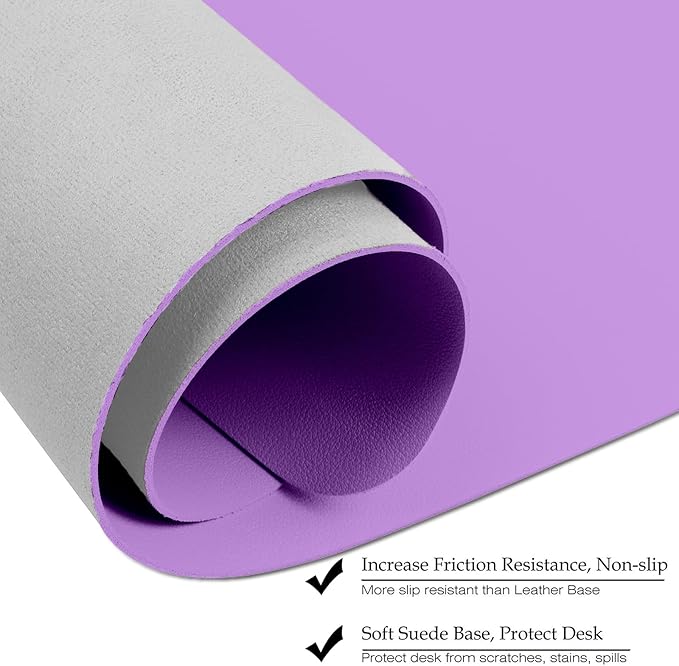 Boutilon Leather Desk Pad 30" x14",Non-Slip Mouse Pad,Office Desk Mat,Waterprooft PU Leather Desk Blotter,Desk Pad Protector,Desk Writing Pad for Home Office Decor (M-Purple)