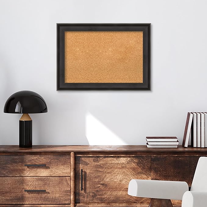 Amanti Art Natural Cork Board for Wall, 20x28 Vision Board with Black Wood Frame, Medium Corkboard Office Decor for Home Organization, Casual Corkboard Pinboard to Display Items for Home Organization-DeskLoop Office