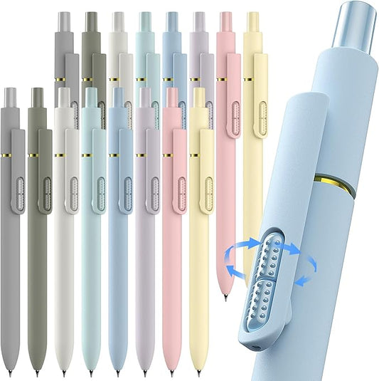 16 Pcs Gel Ink Pens, 0.7mm Fine Point for Smooth Writing Journaling Aesthetic Pens, Black Quick-Dry Long Lasting Fidge Pens, Cute School Office Supplies Gifts for Women (Morandi-Black Ink)-DeskLoop Office