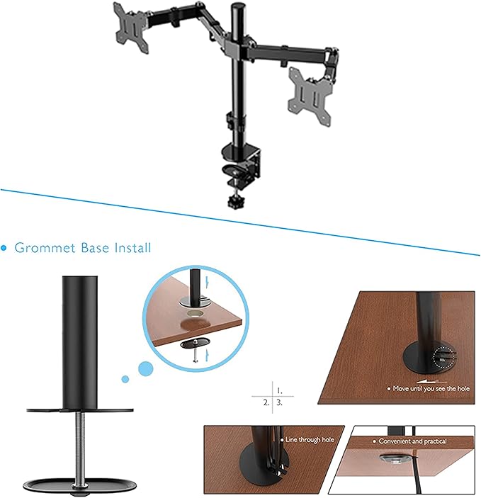 Rocelco 46" Height Adjustable Standing Desk Converter with AC USB Charger and Double Monitor Mount Arm - Sit Stand Up Triple Screen Riser Workstation - Keyboard Tray - Black (R DADRB-46-ACUSB-DM2)-DeskLoop Office