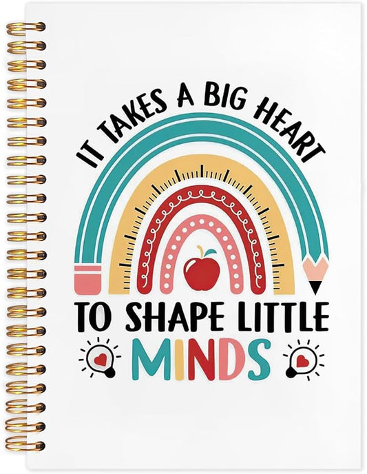 SNNDER Boho Rainbow Teacher Notebook Journal, Teacher Appreciation Gifts, Back To School Gifts for Teachers, It Takes a Big Heart to Shape Little Minds Hardcover Spiral Notebooks 5.5x8.3 Inch-DeskLoop Office