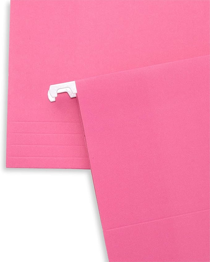 Blue Summit Supplies 25 Pink Hanging File Folders Letter Size, Reinforced Hanging File Folders Pink, Designed for Home and Office Color Coded Organization-DeskLoop Office