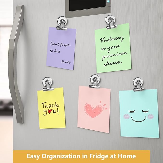 VNDUEEY 20 Pack Silver Magnetic Clips for Refrigerator, Strong Fridge Magnets Heavy Duty Magnet Clips Whiteboard Magnets, Magnetic Clips for Home School Office-DeskLoop Office