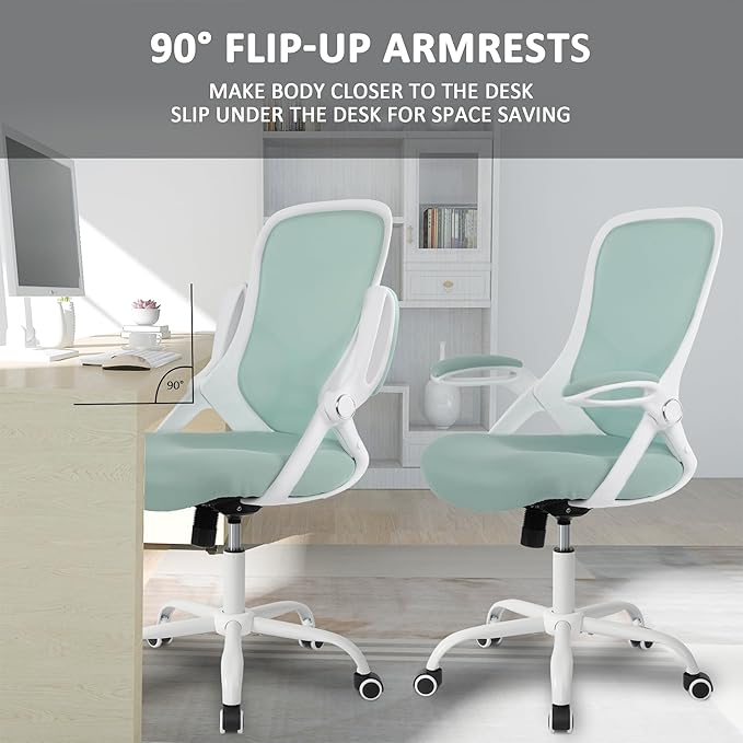 HYLONE Office Chair Ergonomic Desk Chair with Adjustable Armrests, Mesh Executive Chair, Home Office Computer Chairs for Long Hours(Blue)-DeskLoop Office